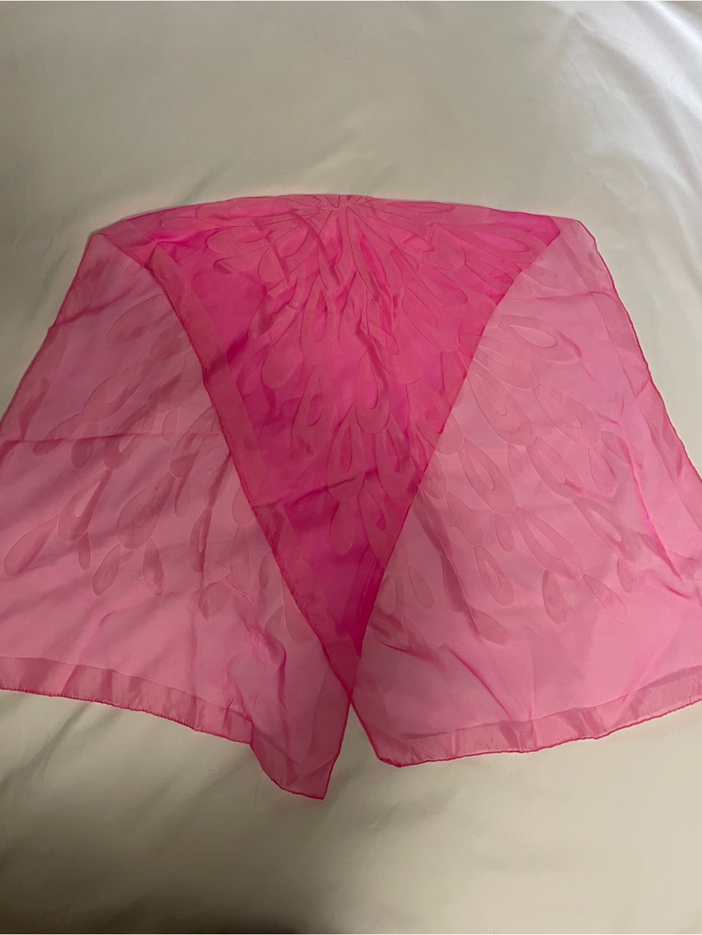 Sheer Pink Scarf with Leaf Motif
